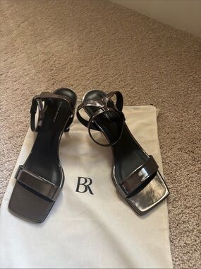 Banana Republic Metallic Square-Toe Ankle-Strap Heels